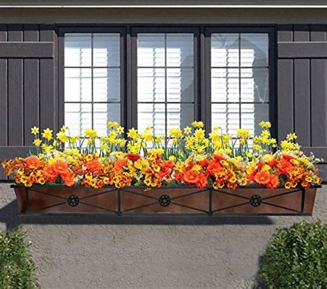 bronze metal window box|36in. The Medallion Tapered Iron Window Box with Oil.